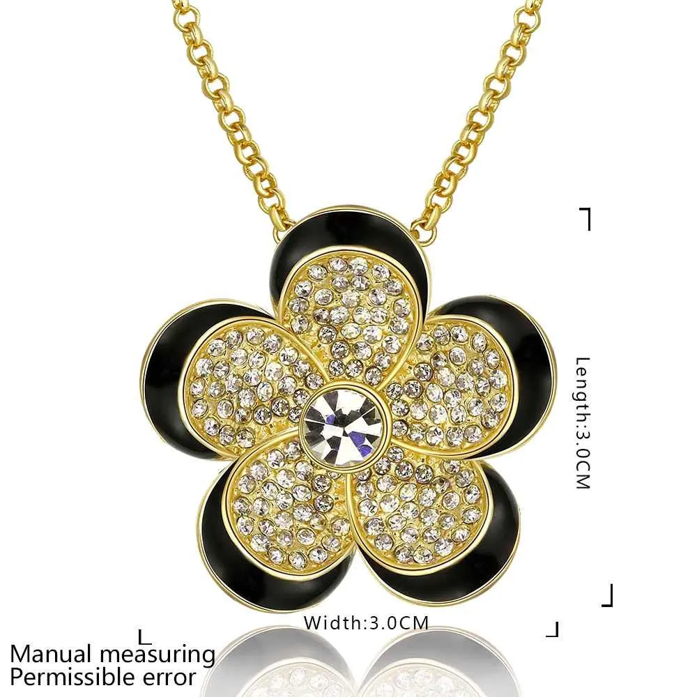 18k gold plated collar necklace black side yellow flower collier Factory ELY