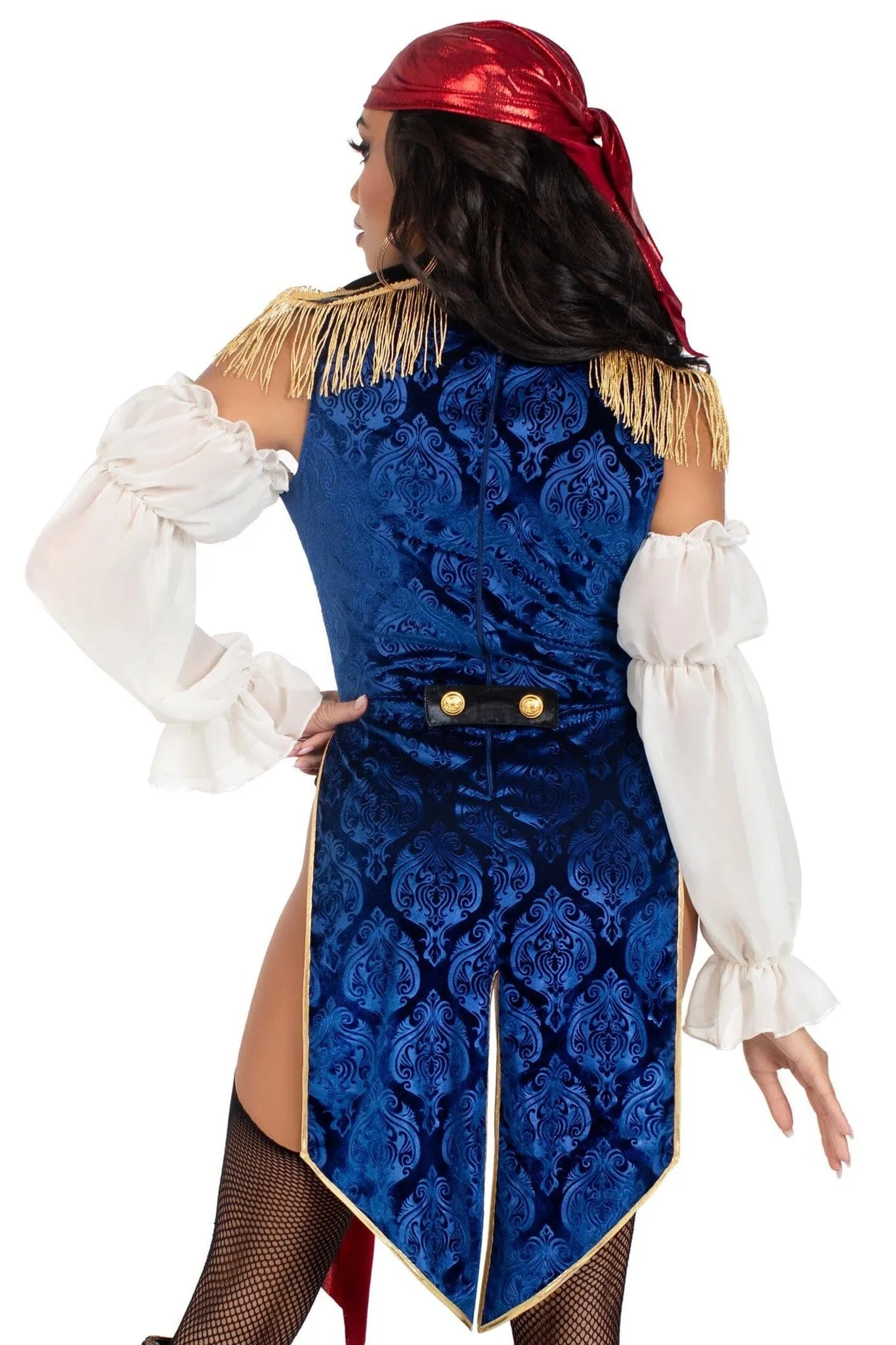 2 Piece Buccaneer Beauty W/Garter Bodysuit. Velvet Brocade Tail Coat