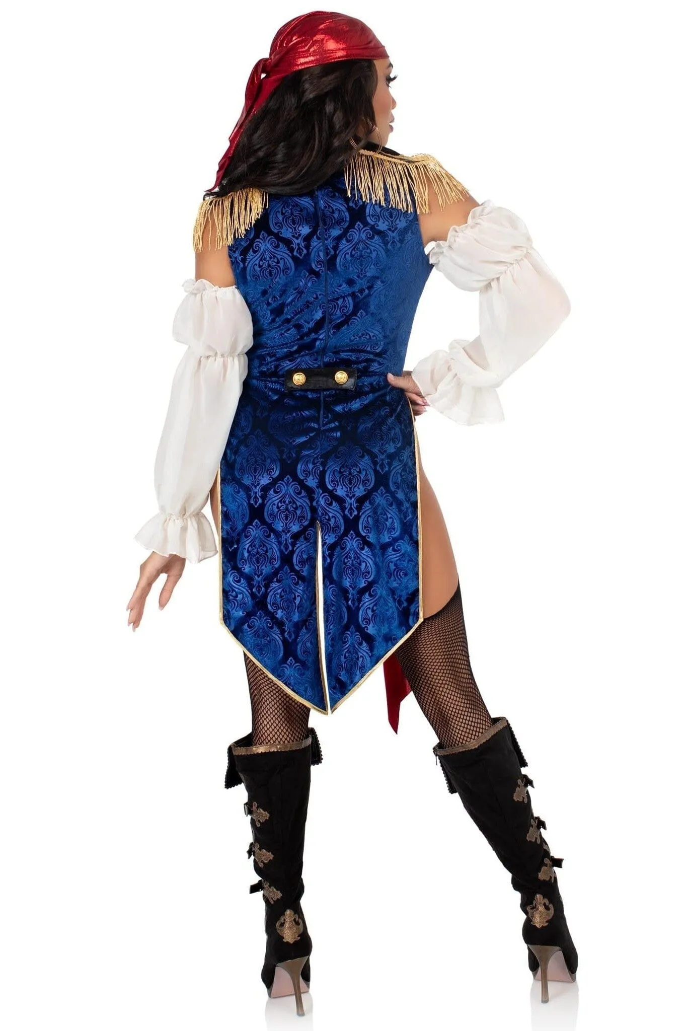 2 Piece Buccaneer Beauty W/Garter Bodysuit. Velvet Brocade Tail Coat