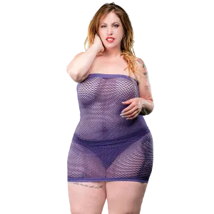 All Over Mesh Tube Dress - Violet - 1x-4x