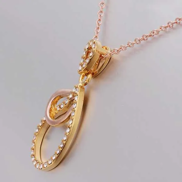 Best Gift Austrian Crystal necklace twin circle collares ruby jewelry ELY