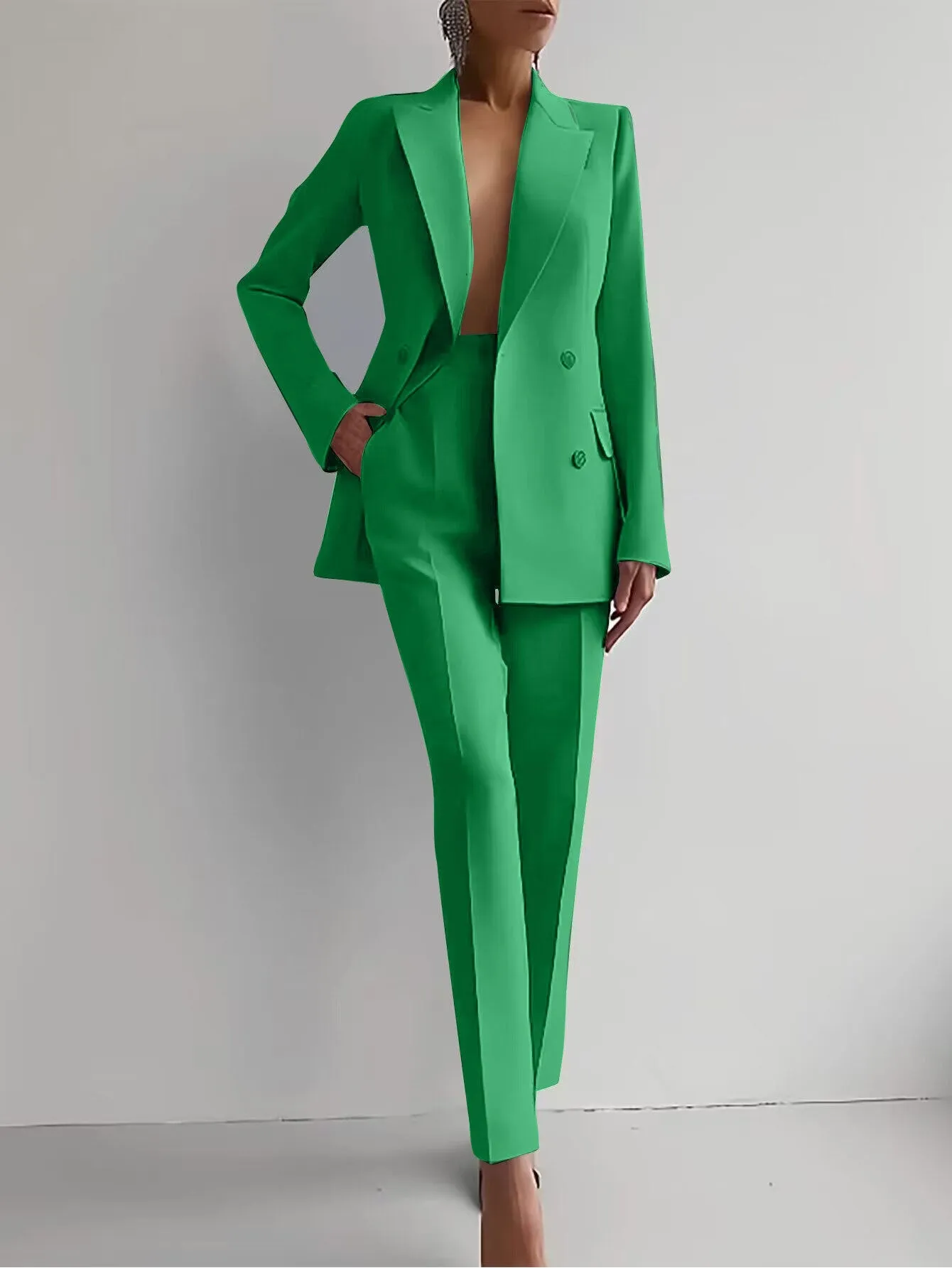 Casual Suits Fashion Long Sleeve Single-breasted Jacket Top And Slim Fit Trousers Women's Business Suits