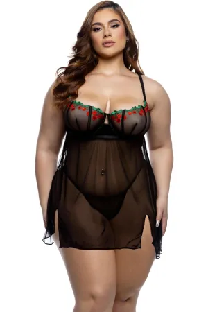 Cherry Delight Babydoll 2pc Set