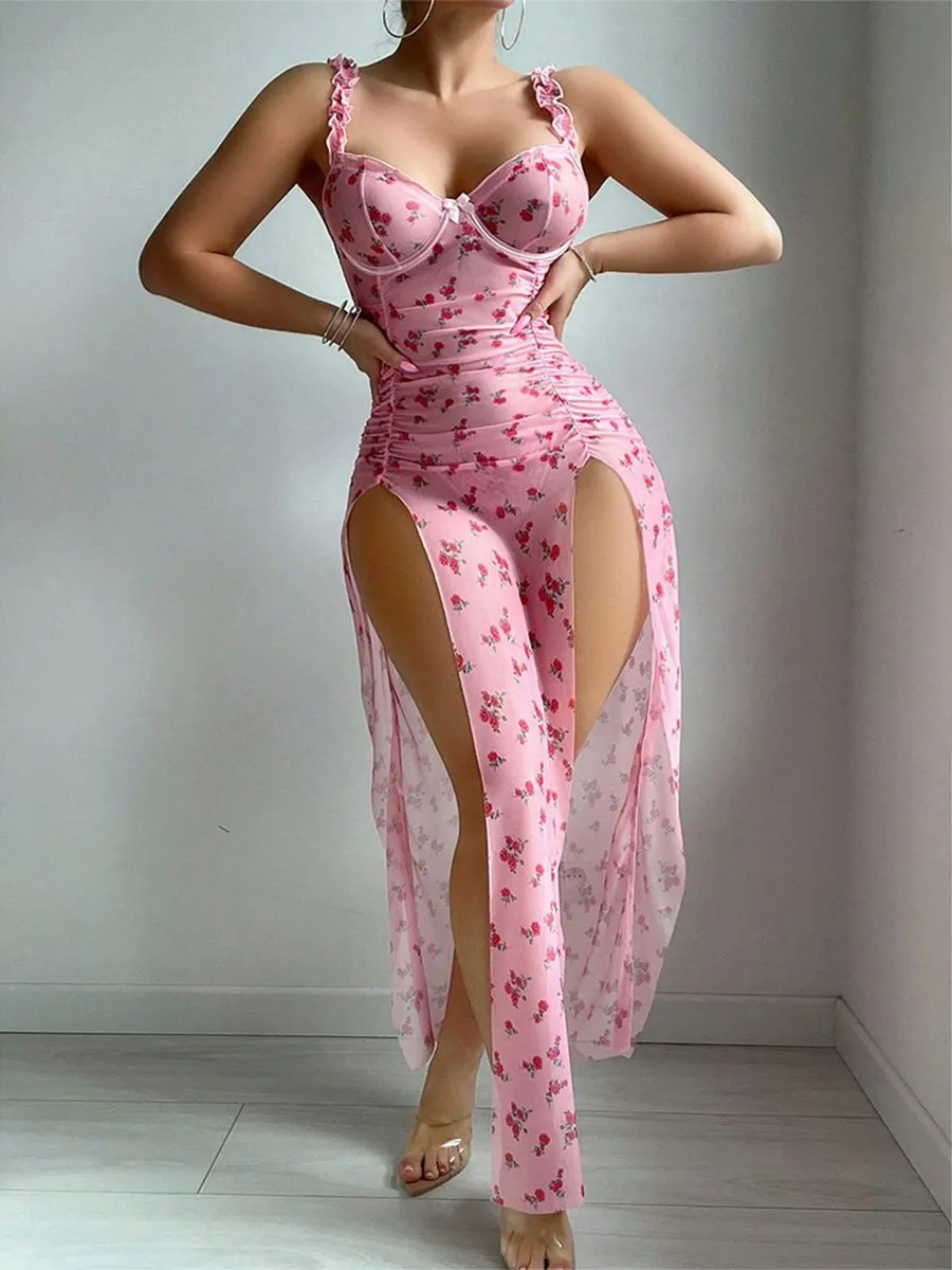 Ditsy Floral High Slit Nightgown