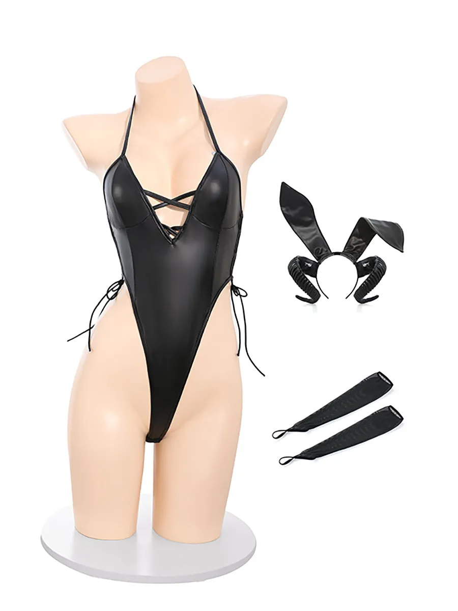 Faux Leather Devil Cosplay Lingerie