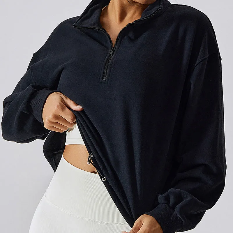 Fleece-lined Sports Sweater Pullover High Collar Outdoor Workout