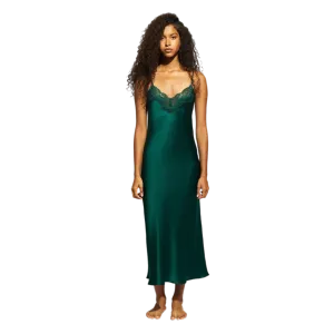 Ginia Silk Slip Emerald