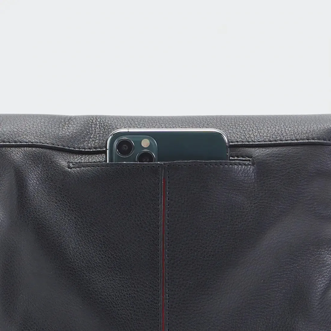 Hammitt VIP Med Zippered Leather Crossbody Clutch Black/Brushed Gold Red Zip
