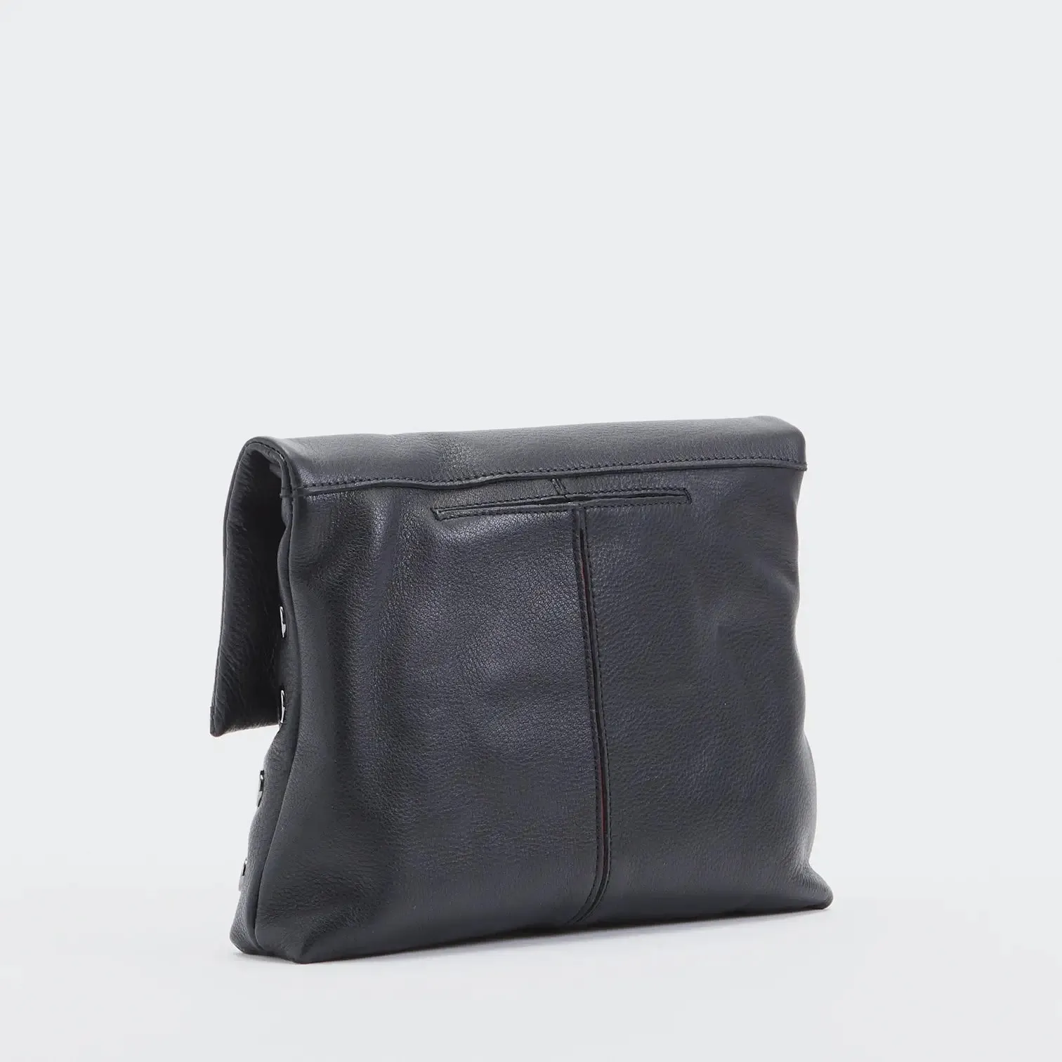 Hammitt VIP Med Zippered Leather Crossbody Clutch Black/Gunmetal Red Zip
