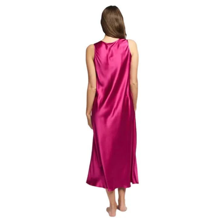 Love and Lustre Mono Silk Long Nightie Cerise