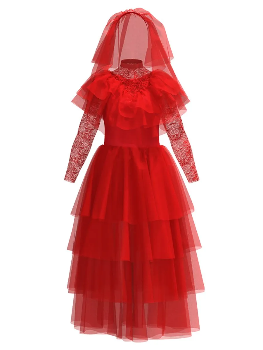 Lydia Red Mesh Wedding Dress