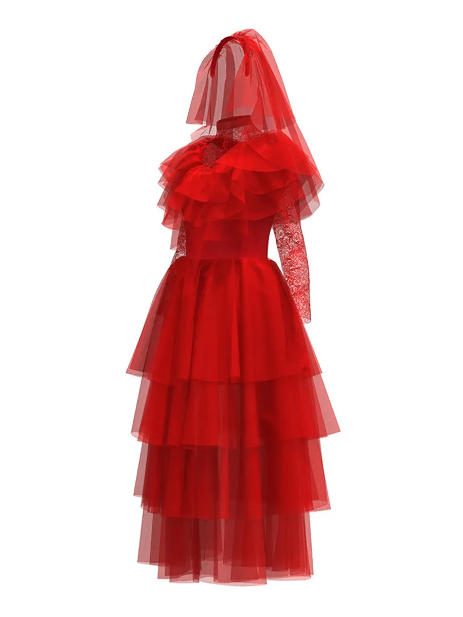 Lydia Red Mesh Wedding Dress