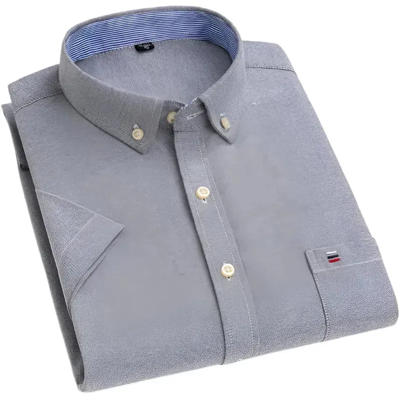 Men's Plain Short Sleeve Oxford Shirt