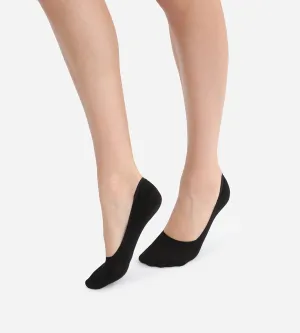 Pack of 2 pairs of black cotton footies for women