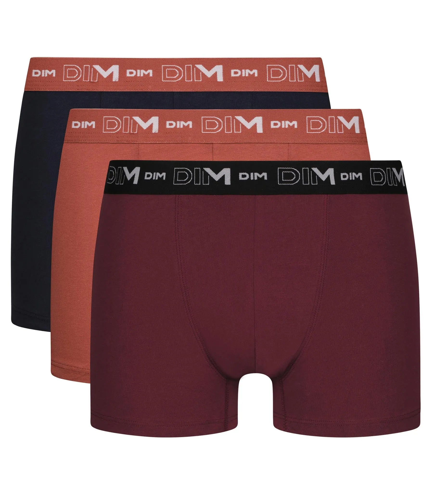 Pack of 3 Men's Boxers Black Brown Terracotta Chin Dim Cotton Stretch