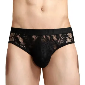 #PB Men's Lace Transparent Briefs Mesh See Through Underpants