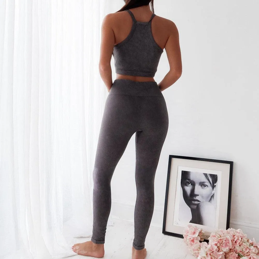 Ribbed Cropped Tank Top - Grey