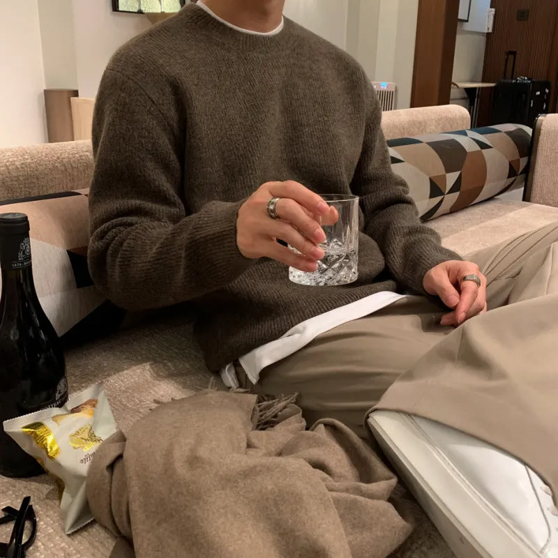 Round Neck Sweater Loose And Simple Pullover Men