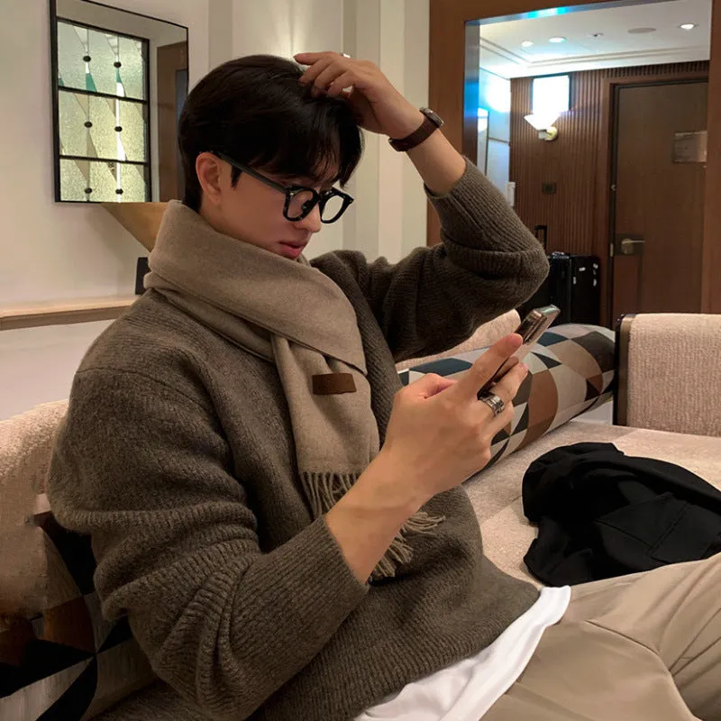 Round Neck Sweater Loose And Simple Pullover Men