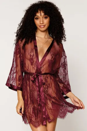 Satin & Eyelash Lace Robe