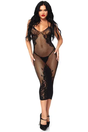 Seamless Lace-Up Back Net Dress