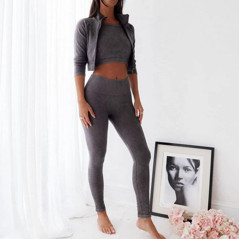 Seamless Ribbed Jacket- Grey
