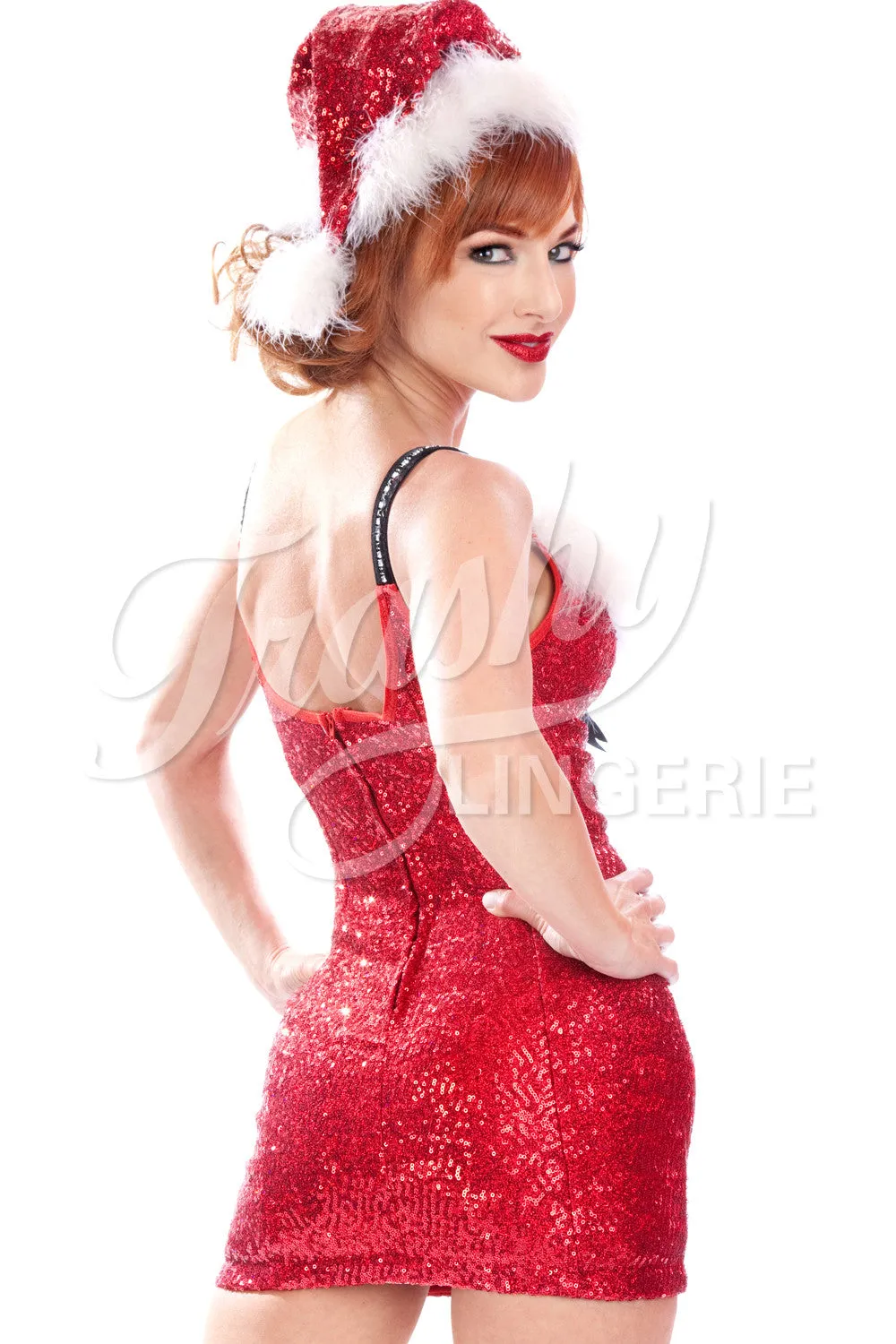 Sequined Christmas Vixen Short Dress