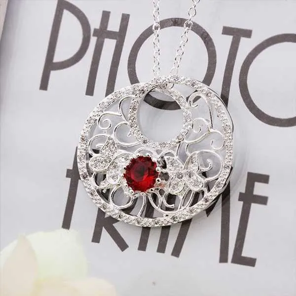 silver plated Chain Crystal Butterfly Circle Necklaces Pendants Men jewelry 454 ELY