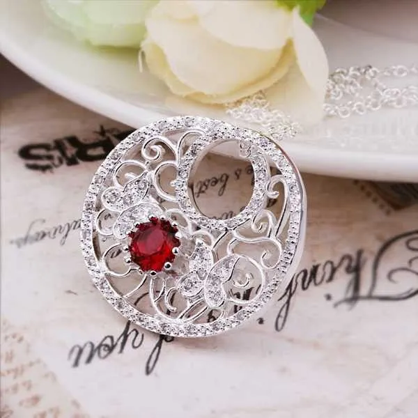 silver plated Chain Crystal Butterfly Circle Necklaces Pendants Men jewelry 454 ELY