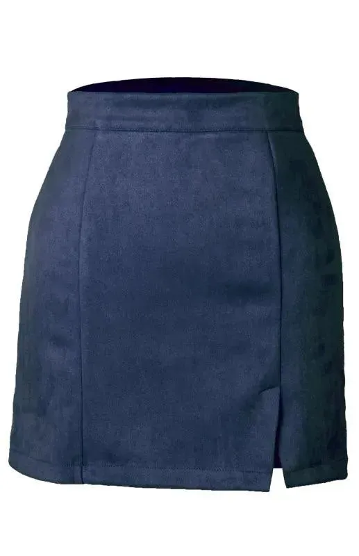 Suede High Waist A-Line Mini Skirt