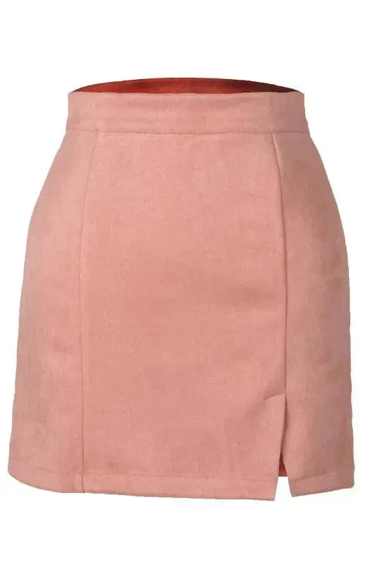 Suede High Waist A-Line Mini Skirt