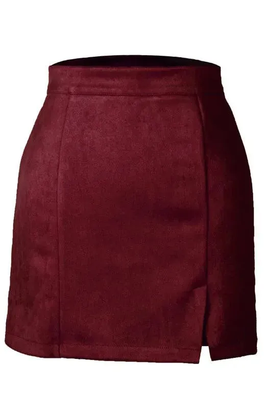 Suede High Waist A-Line Mini Skirt