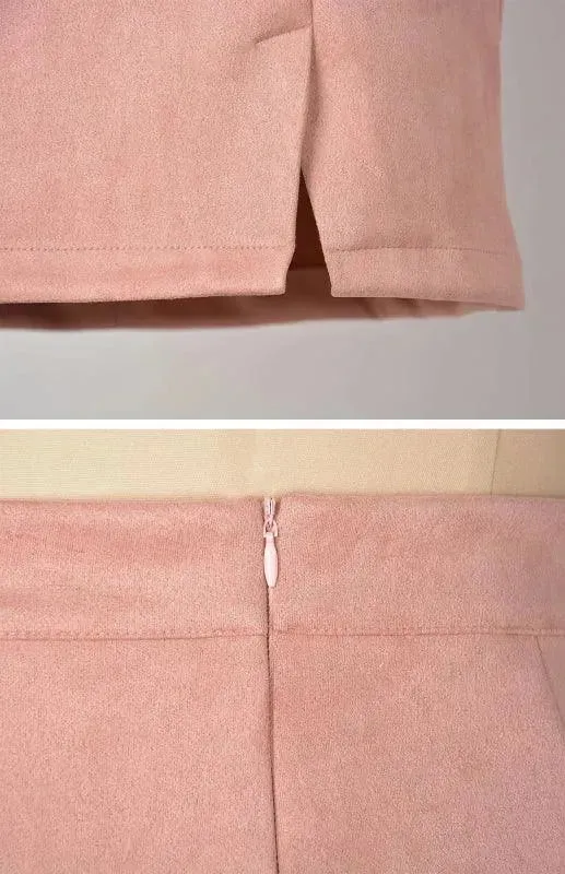 Suede High Waist A-Line Mini Skirt