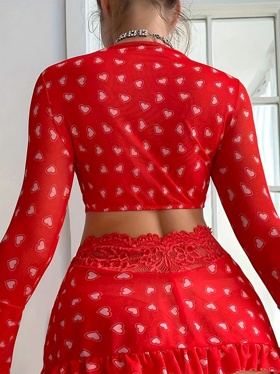 Sweetheart Front Closure Bra Top Set