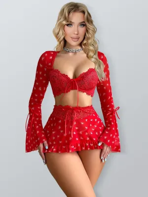 Sweetheart Front Closure Bra Top Set