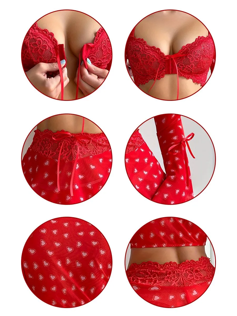 Sweetheart Front Closure Bra Top Set
