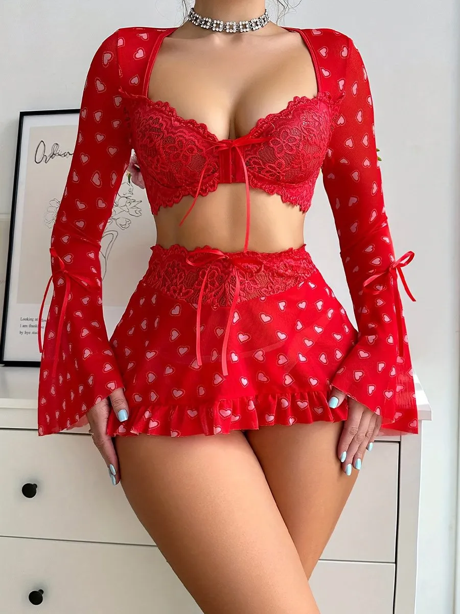 Sweetheart Front Closure Bra Top Set