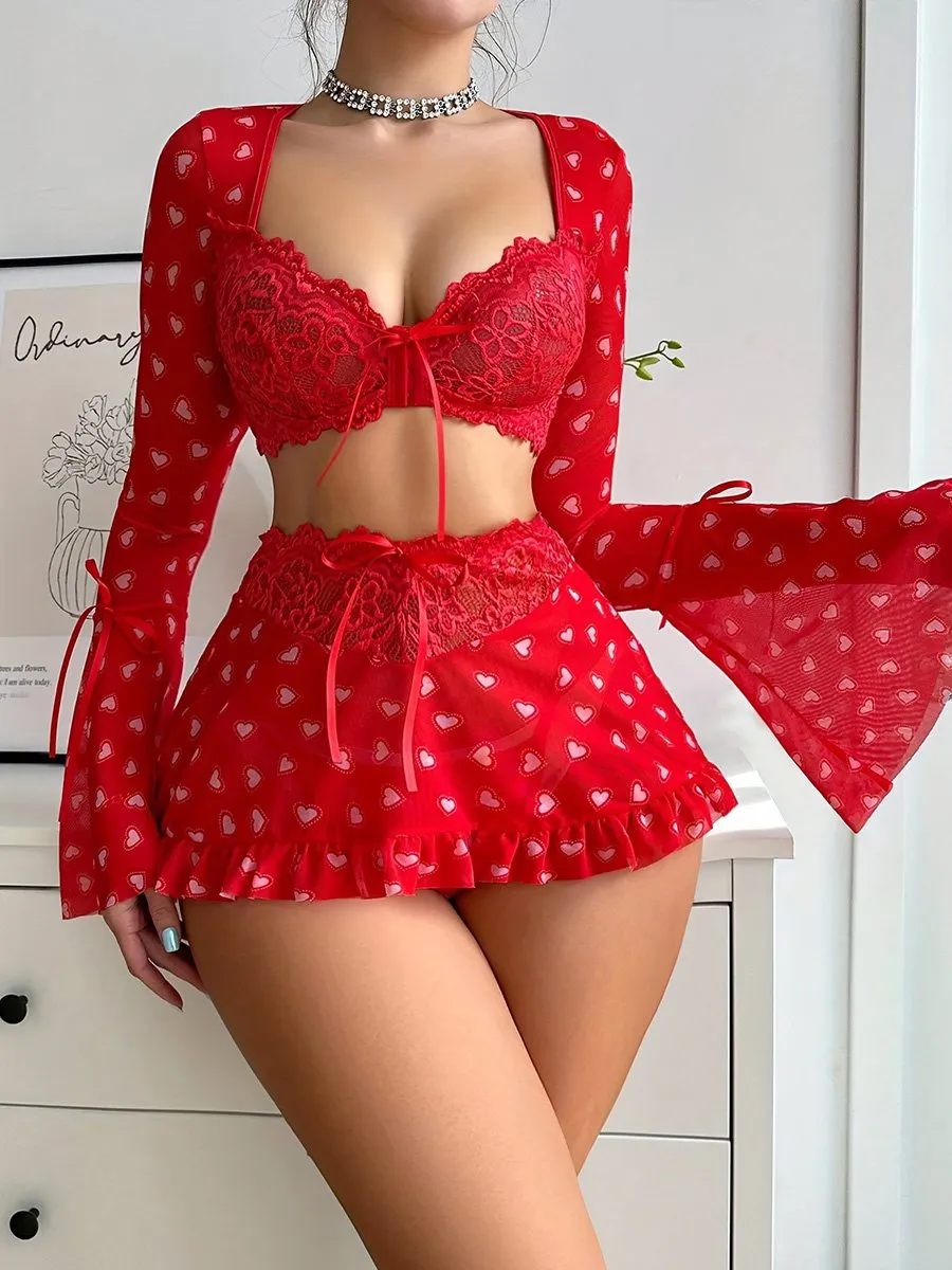 Sweetheart Front Closure Bra Top Set