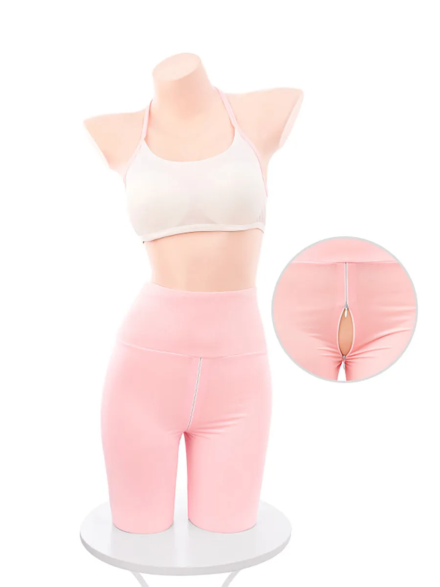 Two Piece Zipper Crotch Yoga Set