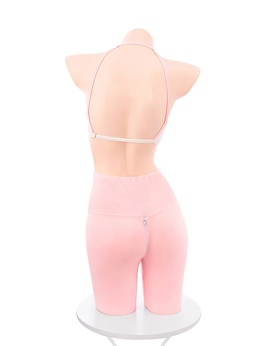 Two Piece Zipper Crotch Yoga Set