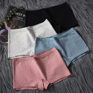 Women's Cotton Boxer Anti-exposure Antibacterial Mid-waist Underwear