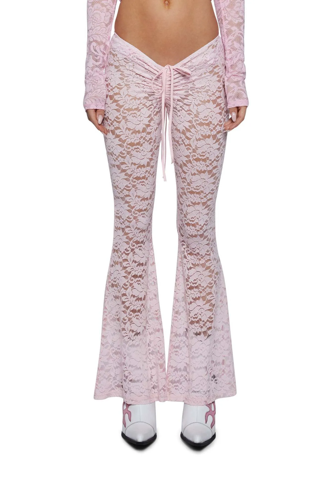 Women's Lace Stretch Wide-leg Pants