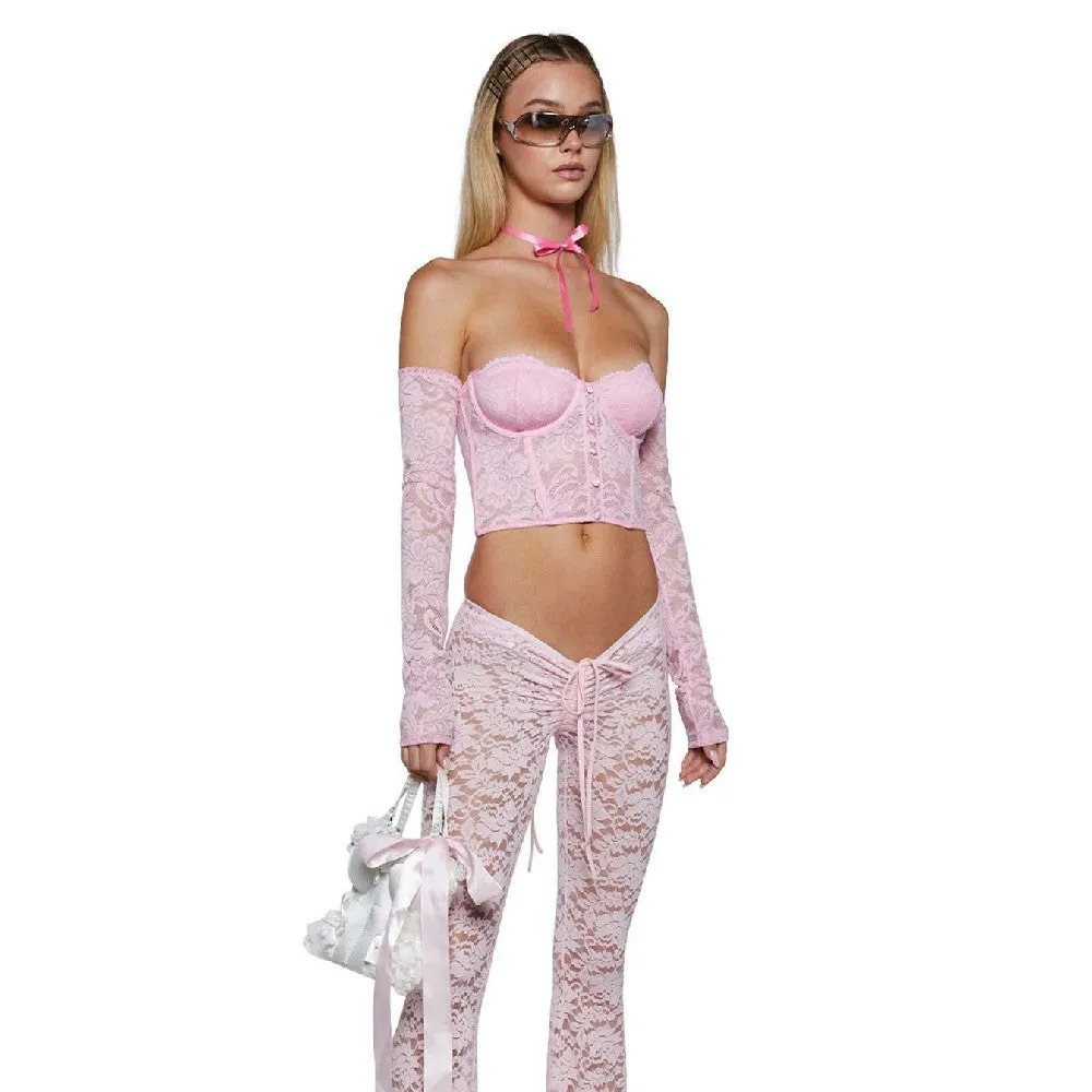 Women's Lace Stretch Wide-leg Pants
