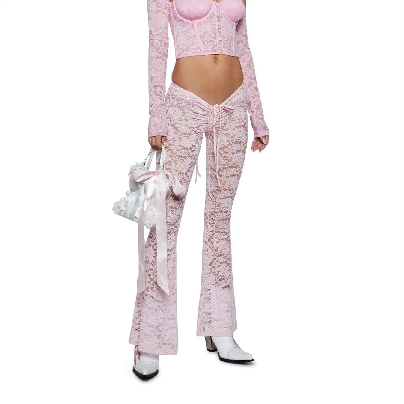 Women's Lace Stretch Wide-leg Pants