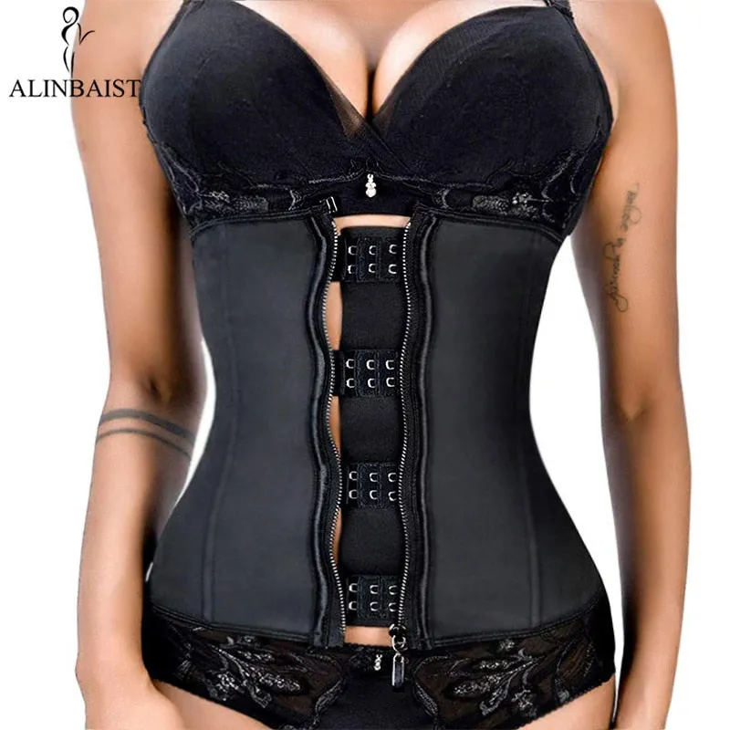 XXS-6XL Women Latex Rubber Waist Trainer Body Shaper Hook Zipper Bustiers Waist Cincher Tops Slimming Shapewear Girdle